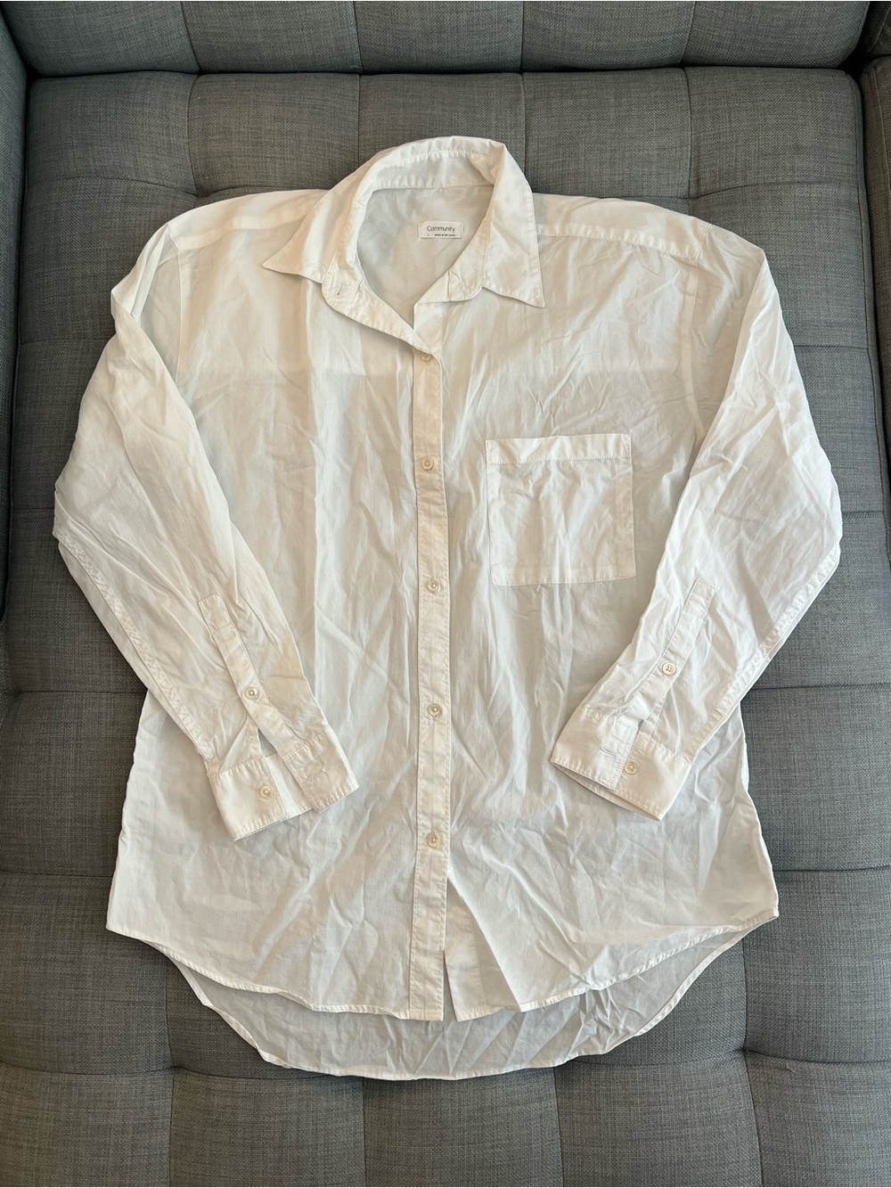 Aritzia Community White Button Down Shirt Size S 100% Cotton